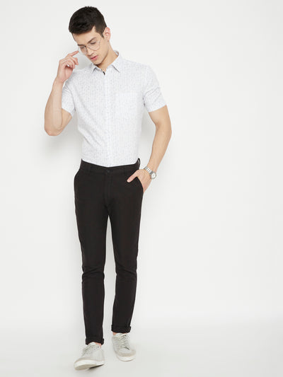 White Printed Slim Fit shirt - Men Shirts