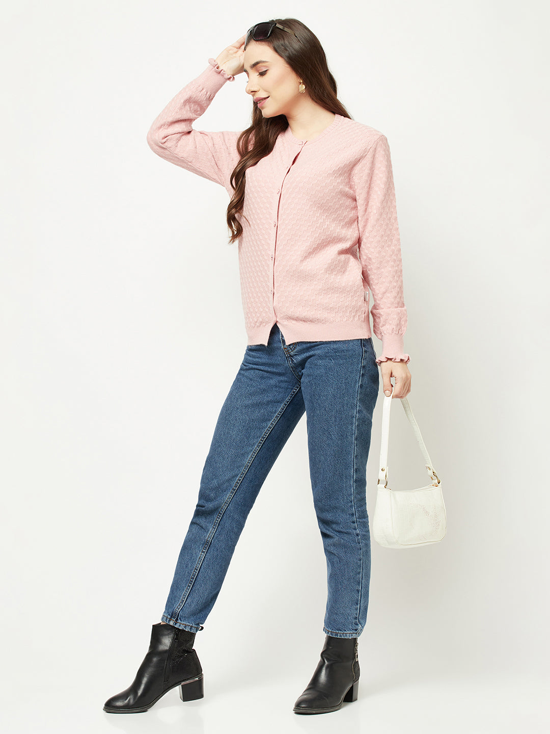  Pink Cable Knit Cardigan 