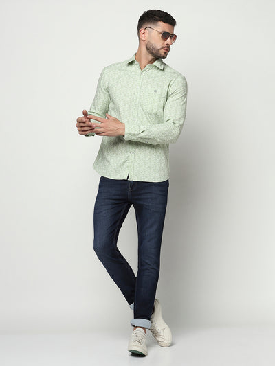 Green Abstract Print Shirt-Men Shirts-Crimsoune Club