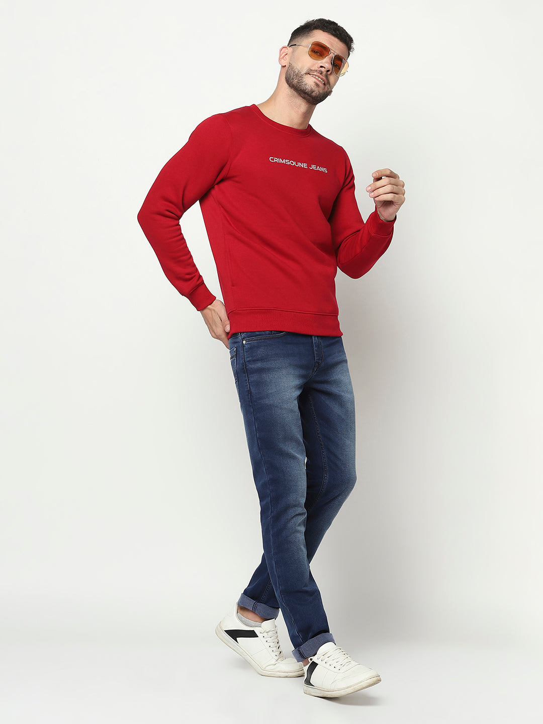 Red Logo Block Sweatshirt-Men Sweatshirts-Crimsoune Club