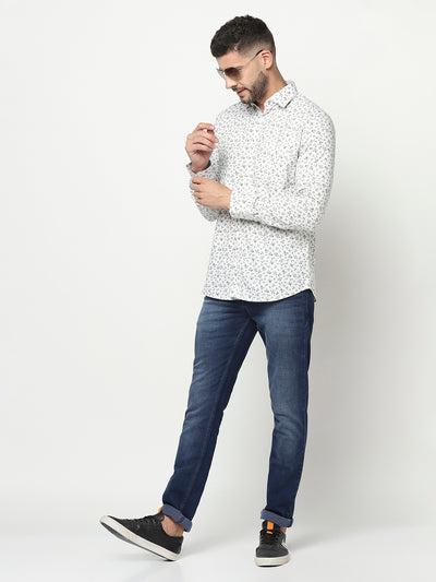 White Floral Shirt-Men Shirts-Crimsoune Club