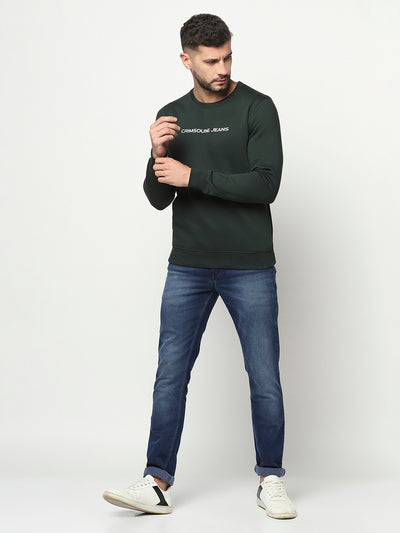 Dark Green Logo Block Sweatshirt-Men Sweatshirts-Crimsoune Club