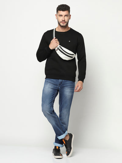 Black Logo Sweatshirt-Men Sweatshirts-Crimsoune Club