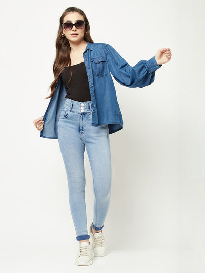  Bishop Sleeve Denim Shirt