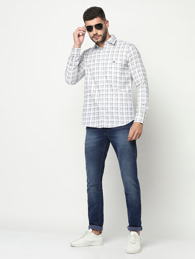 White Tartan Checked Shirt-Men Shirts-Crimsoune Club