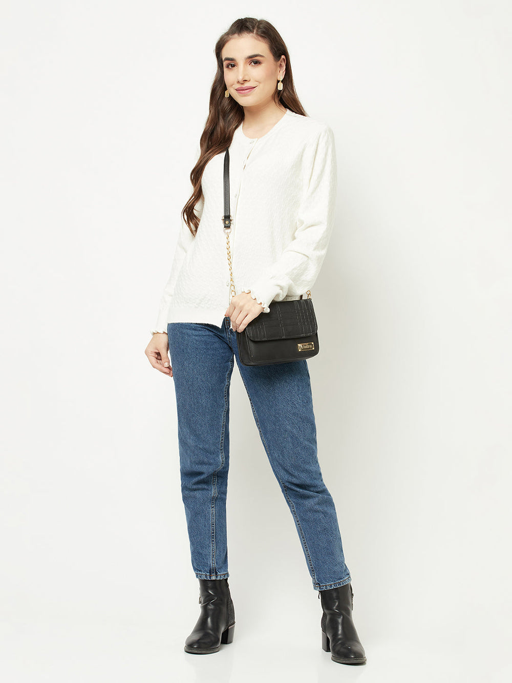  White Cable Knit Cardigan 