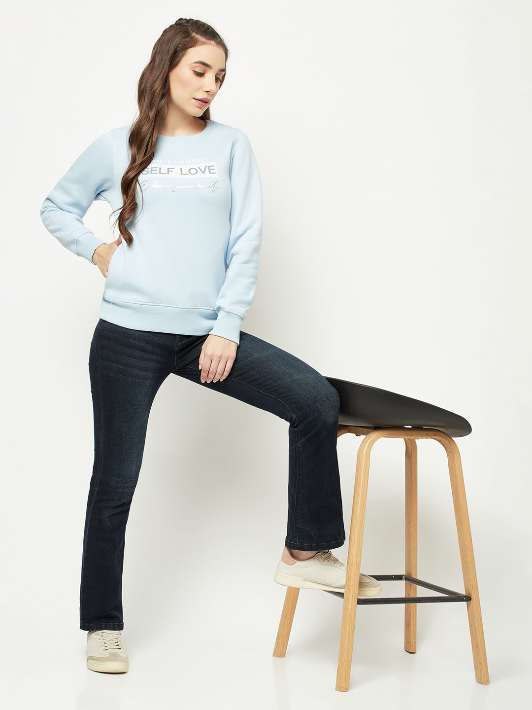  Light Baby Blue Typographic Sweatshirt 