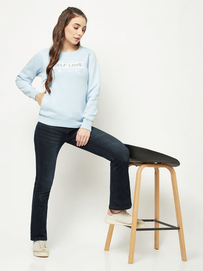  Light Baby Blue Typographic Sweatshirt 