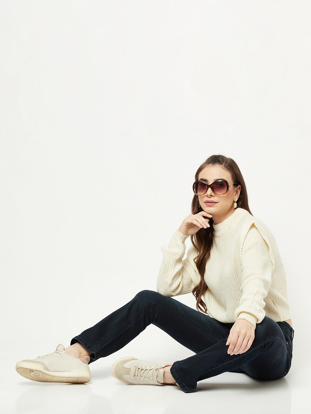  Cream Cropped Sweater