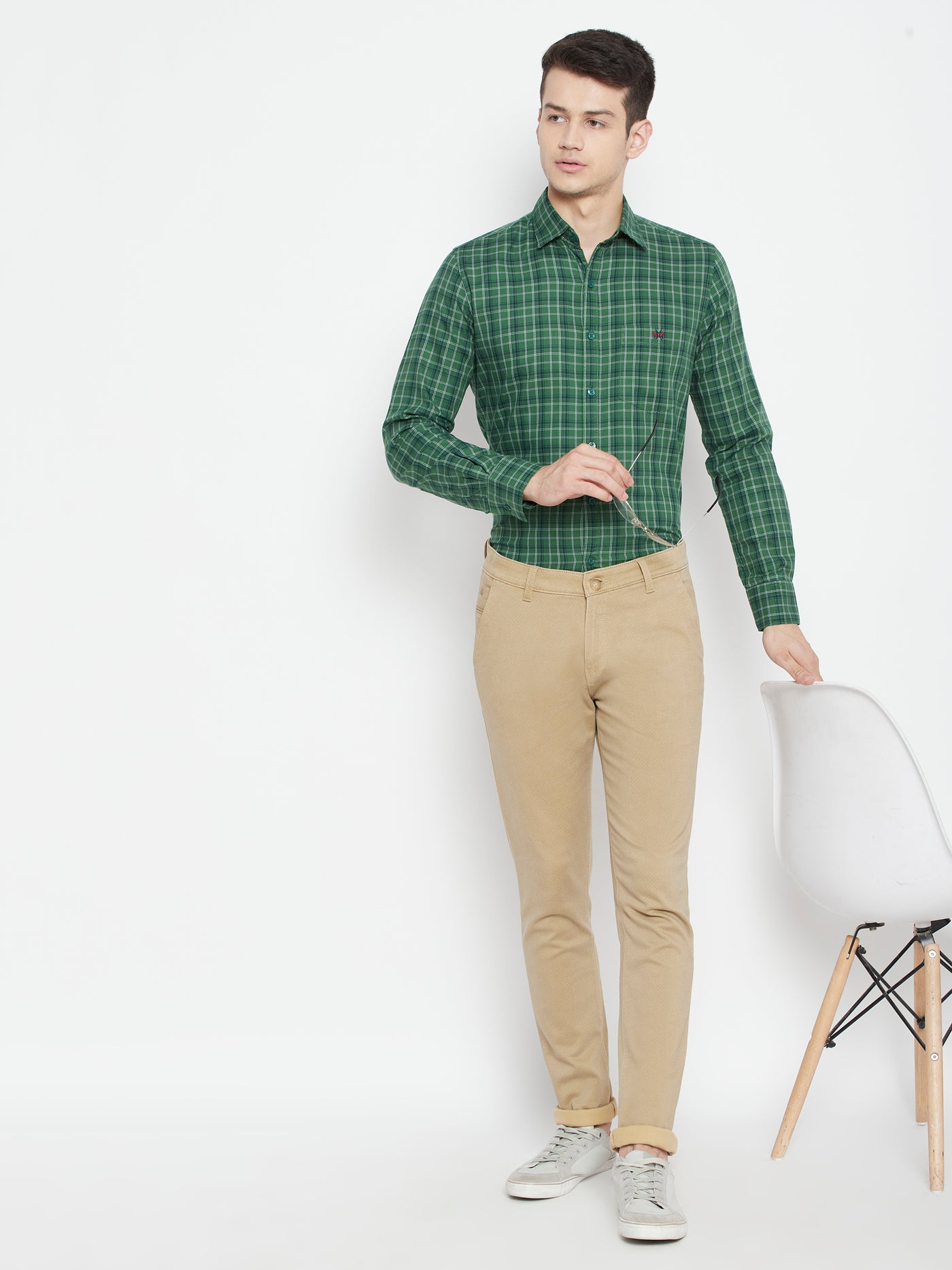 Green Checked Slim Fit shirt - Men Shirts