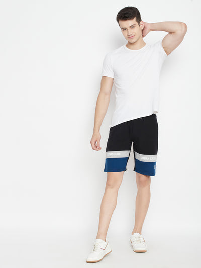 Black Colorblocked Slim Fit Lounge Shorts - Men Lounge Shorts