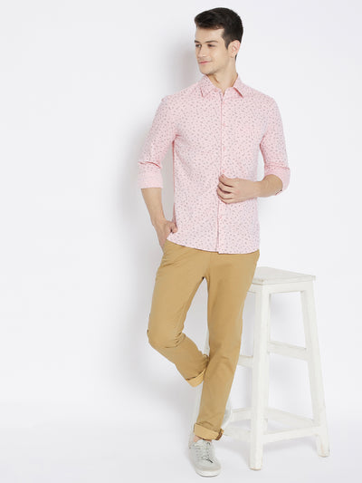 Pink Printed Slim Fit shirt - Men Shirts