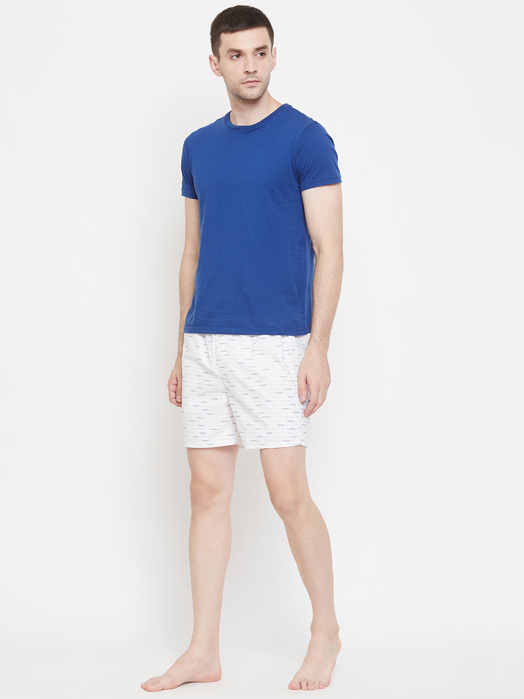 Beige & White Printed boxers - Men Boxers