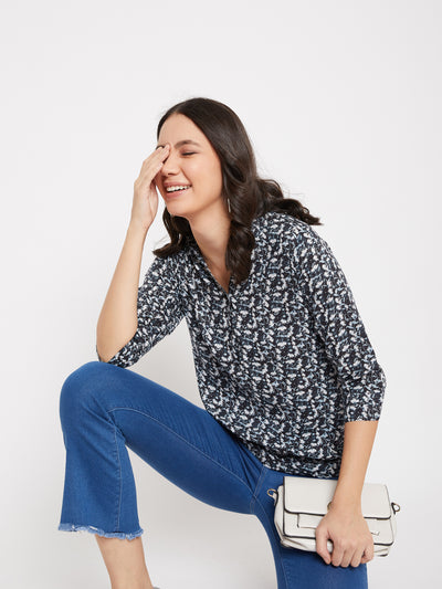 Black and White Printed Top - Women Tops