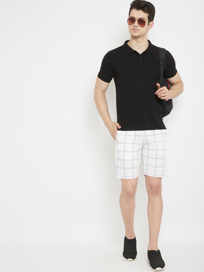 White Checked shorts - Men Shorts