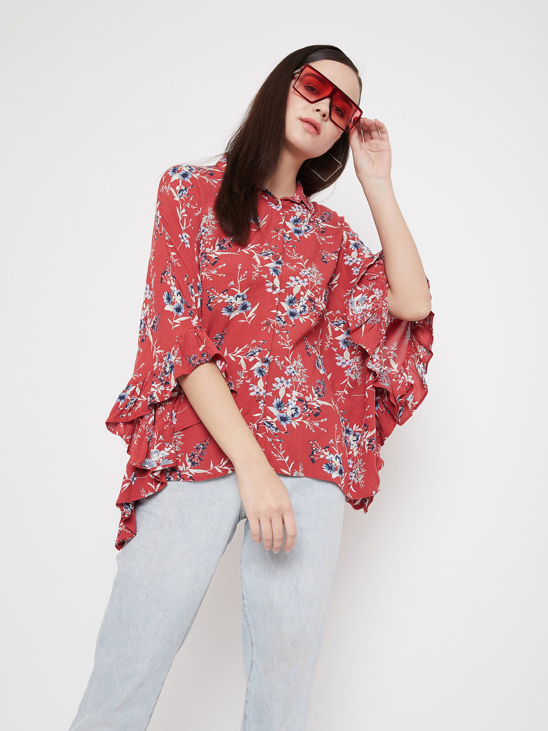 Red Poncho Party Top - Women Tops