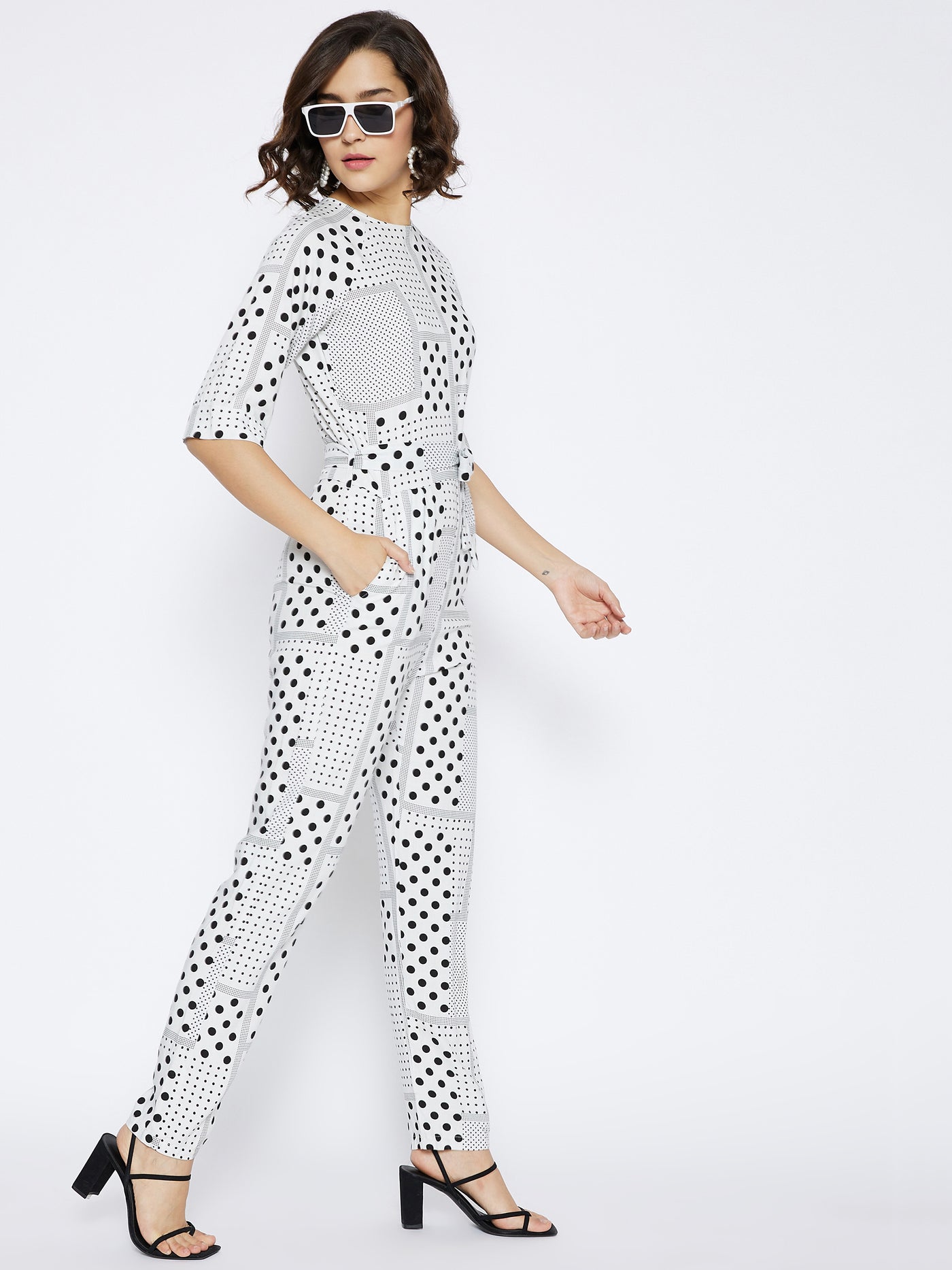 White Printed Jumpsuit - Women Jumpsuits