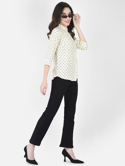 Light Yellow Printed Shirt - Women Shirts