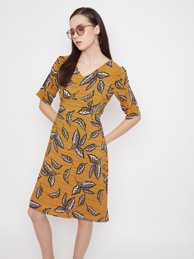 Yellow Floral print A-line Dress - Women Dresses