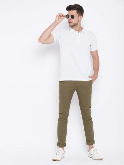 Beige Slim Fit Trousers - Men Trousers