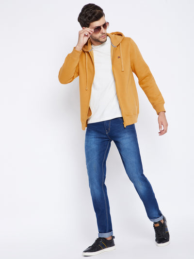 Mustard Hooded Sweatshirt - Men Sweatshirts