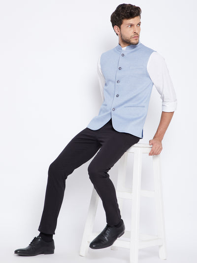 Light Blue Waistcoat - Men Waist Coat