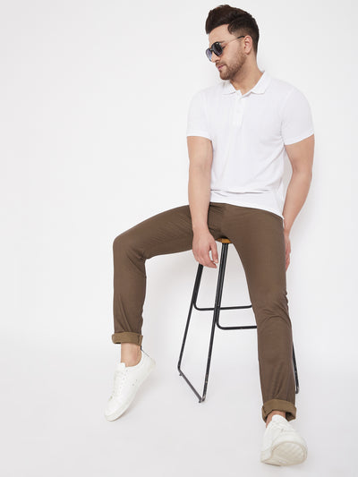 Brown Slim Fit Trousers - Men Trousers