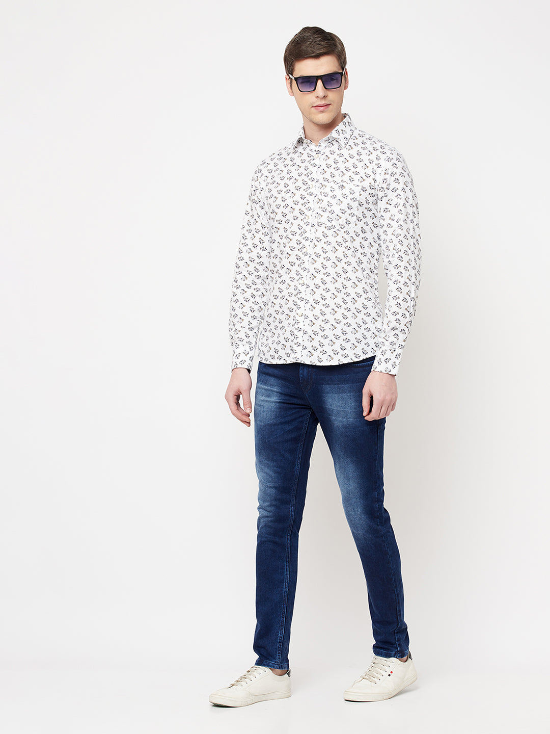 White Floral Shirt - Men Shirts