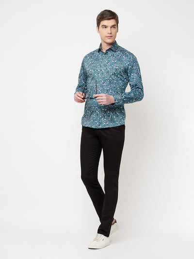 Sea Green Floral Shirt - Men Shirts