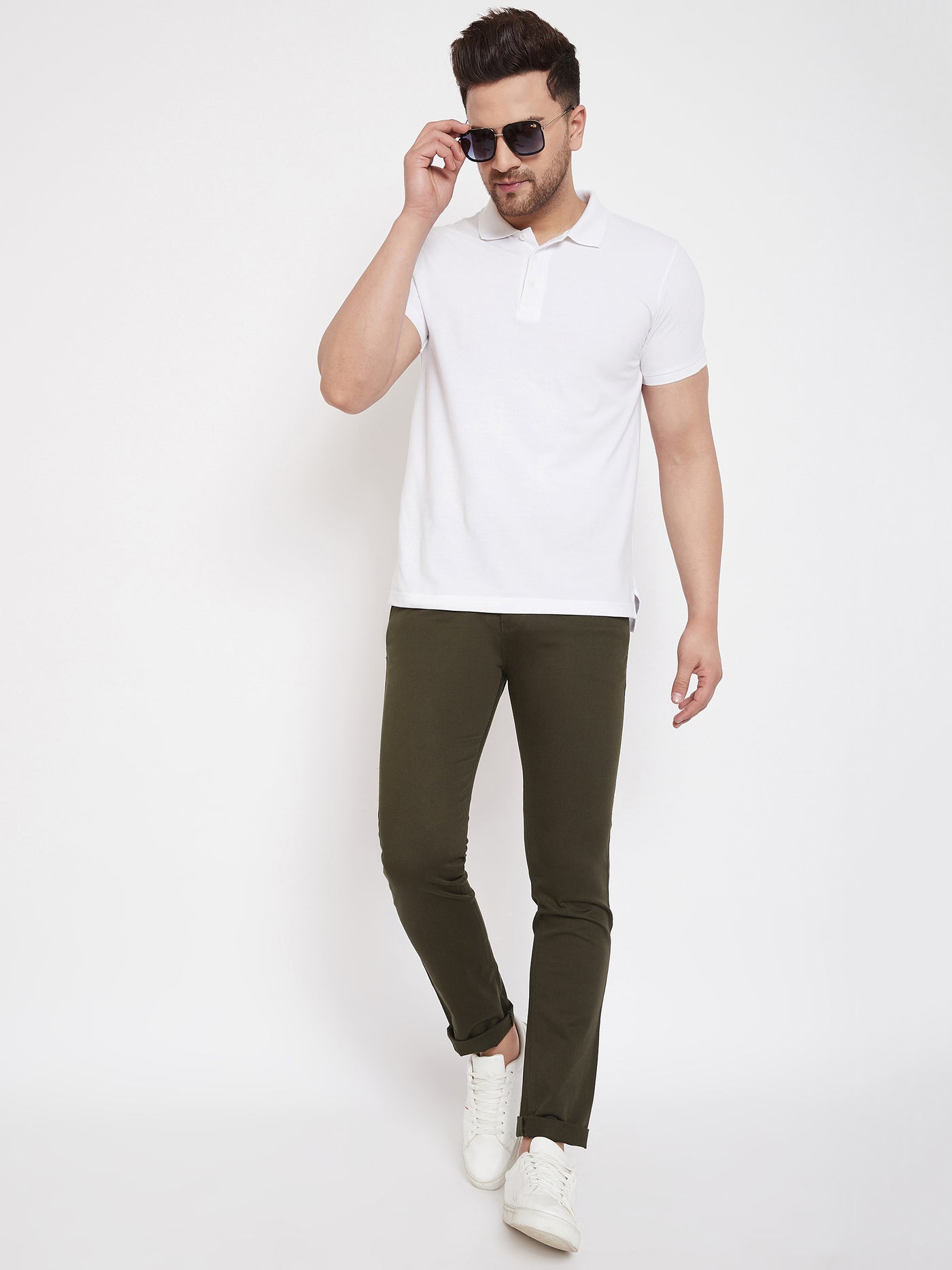 Olive Slim Fit Trousers - Men Trousers