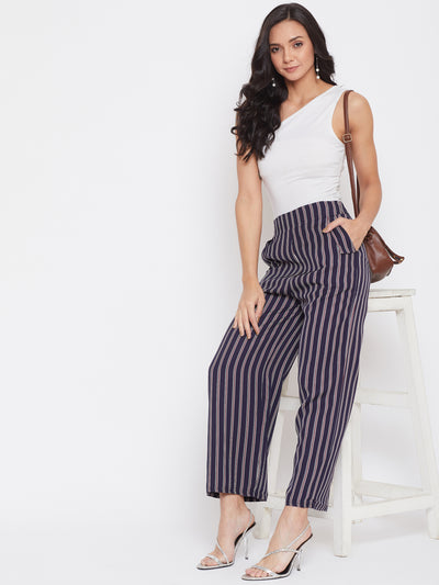 Striped Flared Trousers - Women Trousers