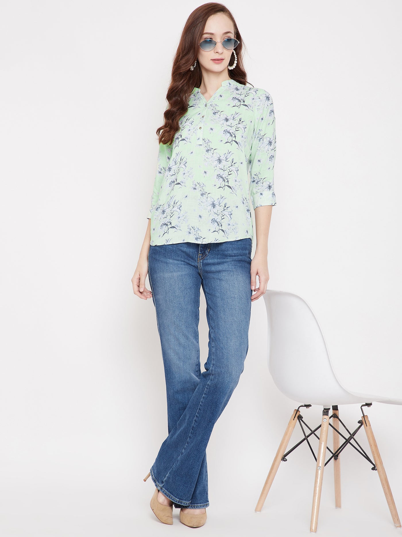 Green Floral Top - Women Tops