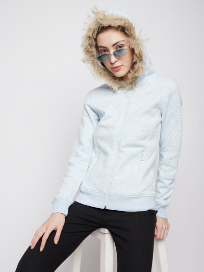 Blue Hooded Sweatshirt - Women Sweatshirts