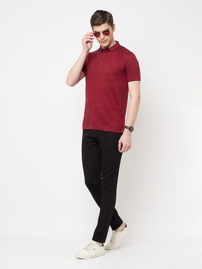 Red Printed Polo T-shirt - Men T-Shirts