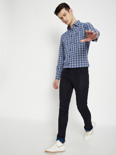 Blue Checked Slim Fit shirt - Men Shirts