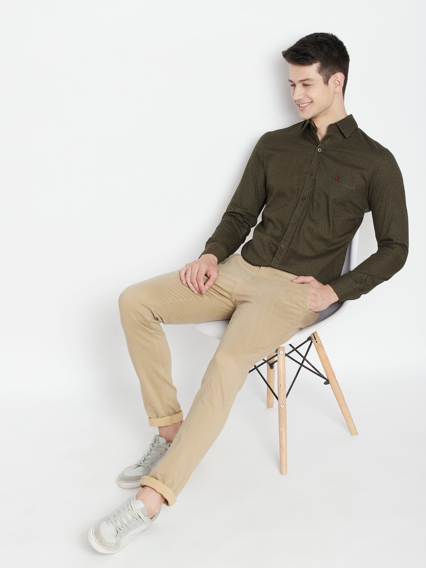 Olive Printed Slim Fit shirt - Men Shirts