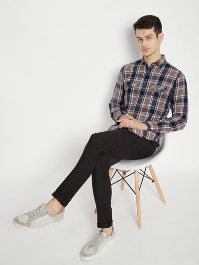 Brown Checked Slim Fit shirt - Men Shirts