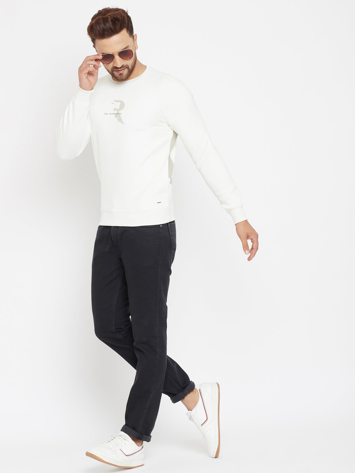 White Printed Sweatshirt - Men Sweatshirts