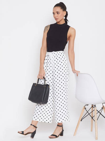 Polka Dots Flared Culottes - Women Trousers