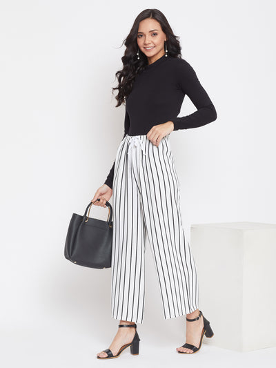 White Striped Trousers - Women Trousers