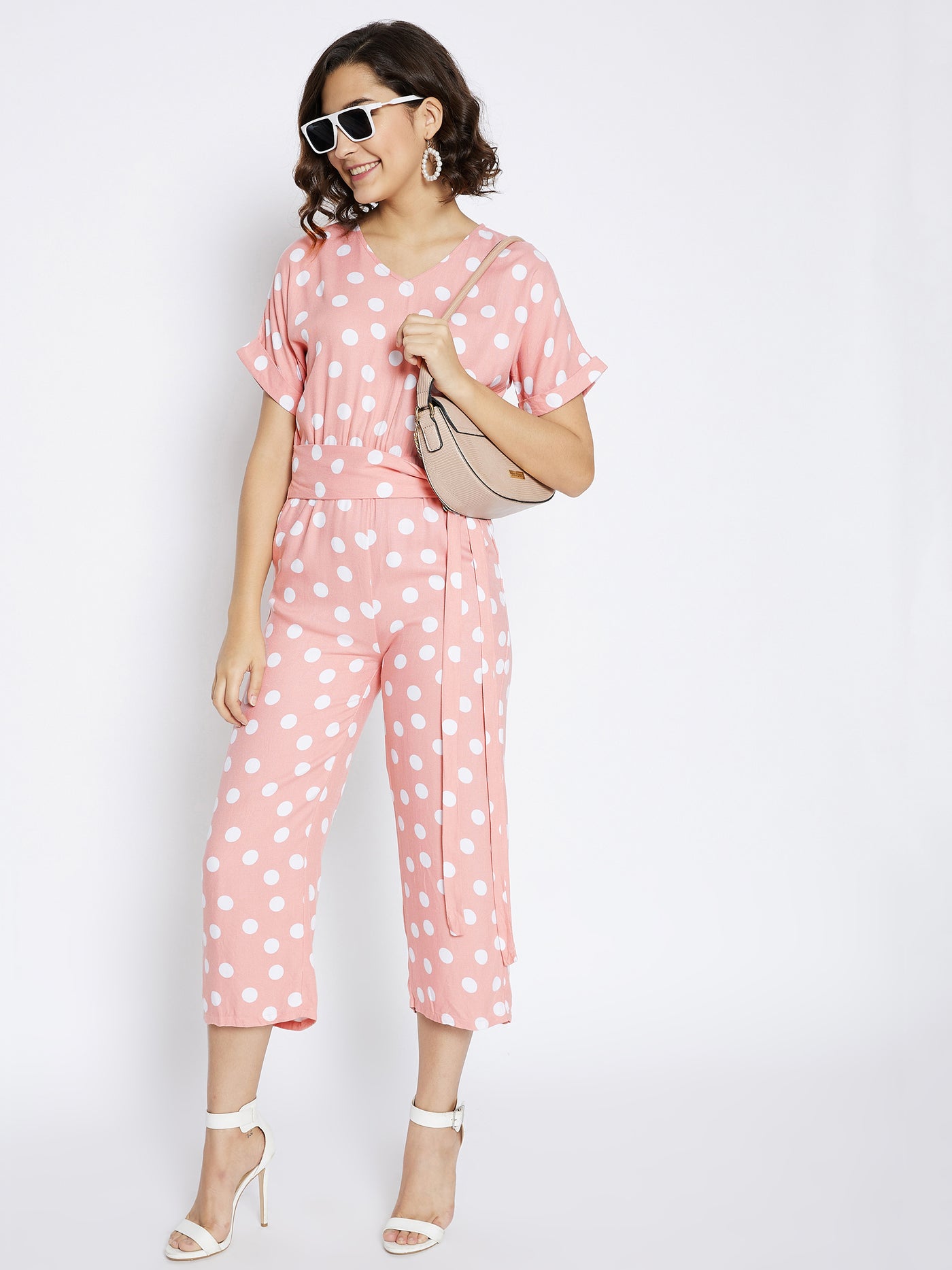 Peach Printed Jumpsuit - Women Jumpsuits