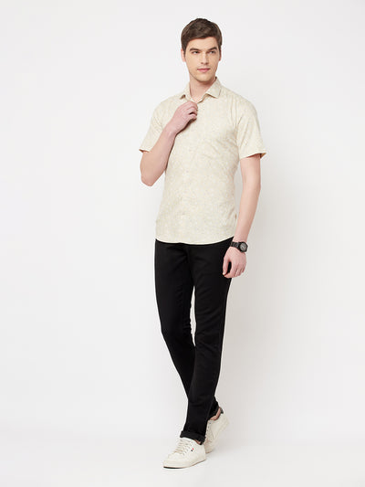 Beige Floral Shirt - Men Shirts