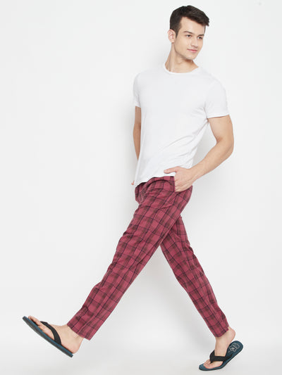 Red Checked Smart Fit Lounge Pants - Men Lounge Pants