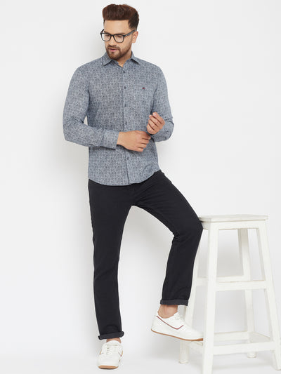 Grey Printed Shirt - Men Shirts