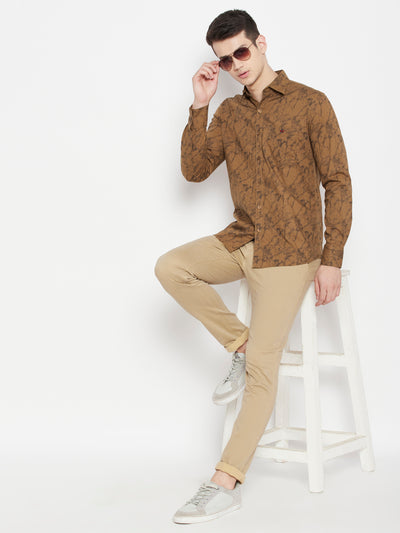 Brown Printed Slim Fit shirt - Men Shirts