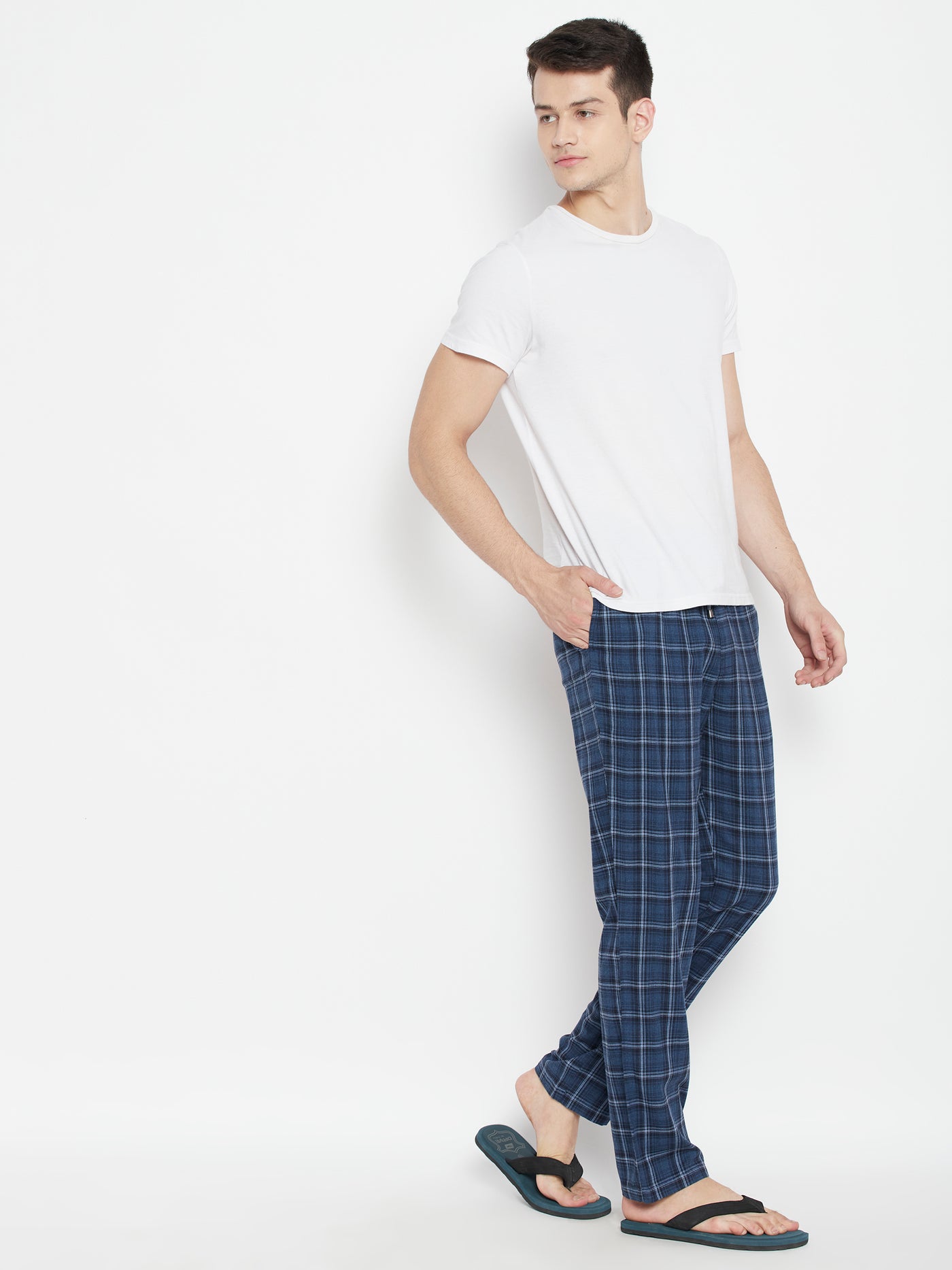 Blue Checked Smart Fit Lounge Pants - Men Lounge Pants