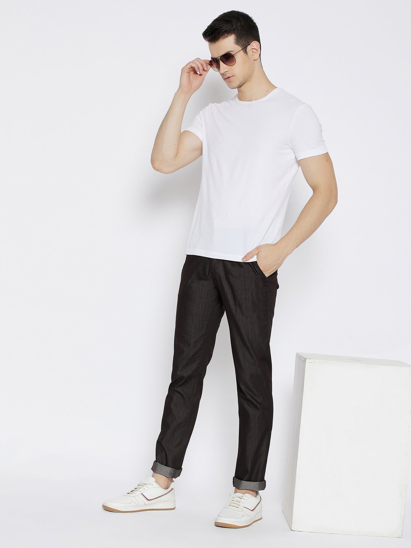 Brown Slim Fit Trousers - Men Trousers