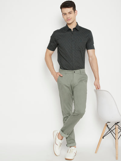 Olive Slim Fit Trousers - Men Trousers