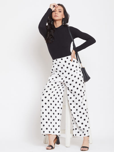 White Printed COMFORT FIT Trousers - Women Trousers