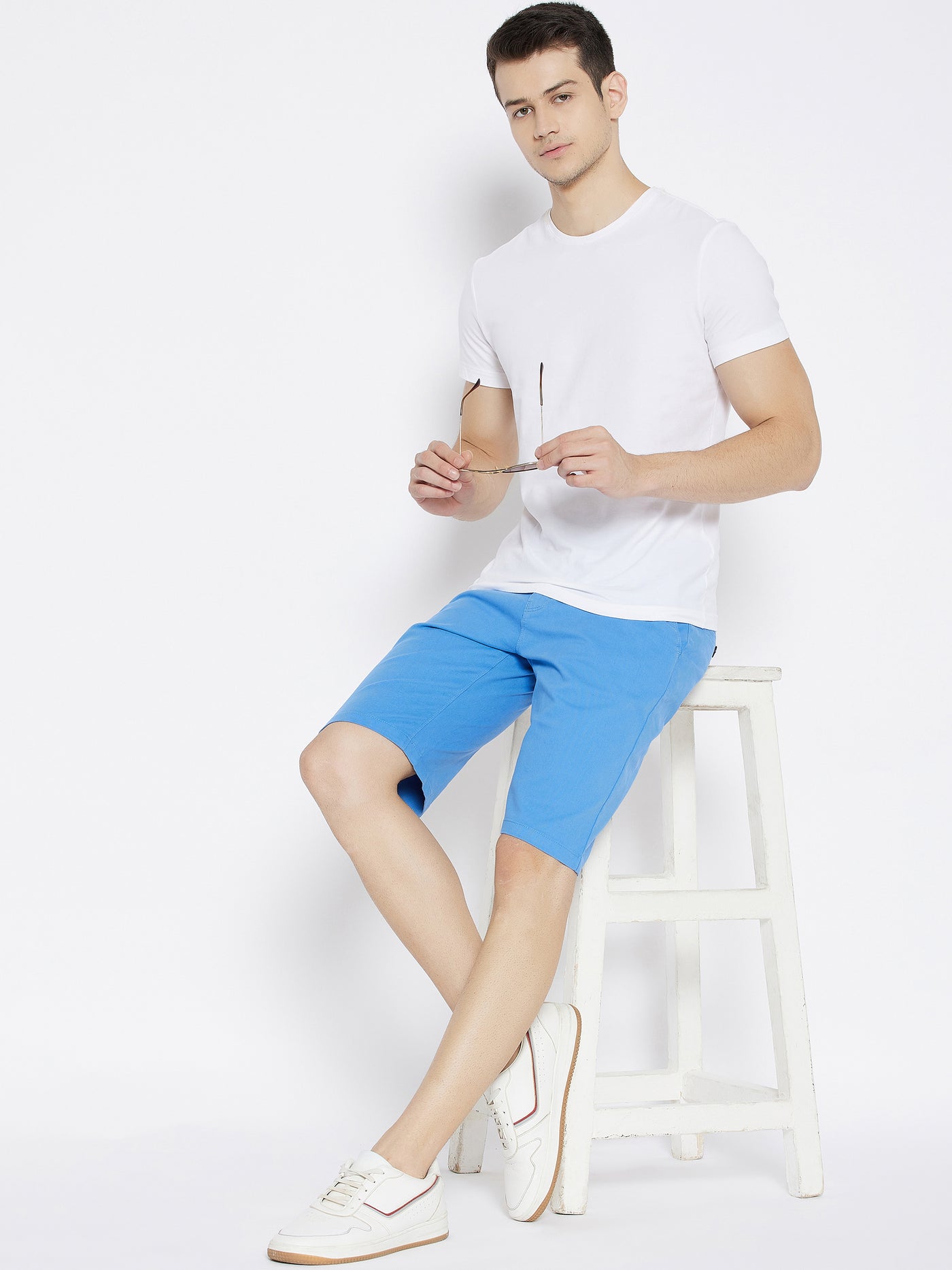 Blue Slim Fit Shorts - Men Shorts